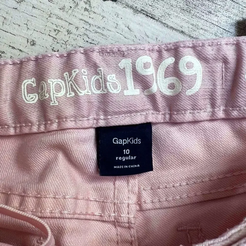 Gap Kids Skinny Jeans Girls Size 10 Pink Shimmer Adjustable Waist Stretch